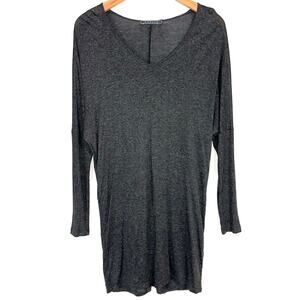 Velvet Grey Dolman Sleeve Long Sleeve Tunic T-Shirt Dress Size Small